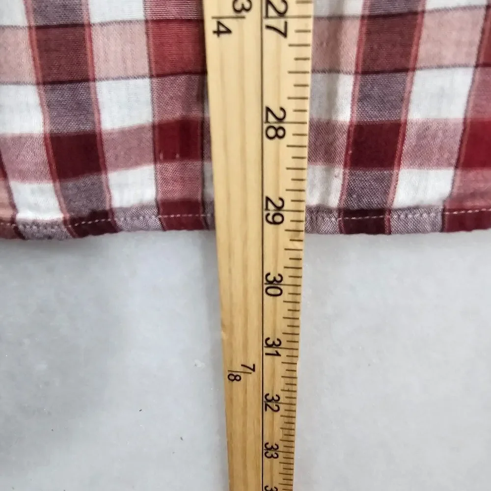 Banana‎ Republic Standard Fit Button Down Shirt Mens Plaid Checked Red White M